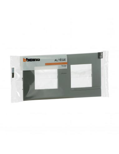 Plaque Altège Classico 2 postes Nuage effet aluminium avec liseré effet alu BTICINO BTAL9NA2