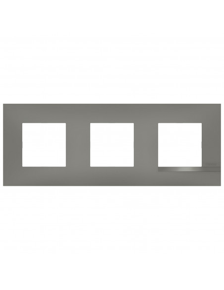 Plaque Altège Classico 3 postes Nuage effet aluminium avec liseré effet alu BTICINO BTAL9NA3