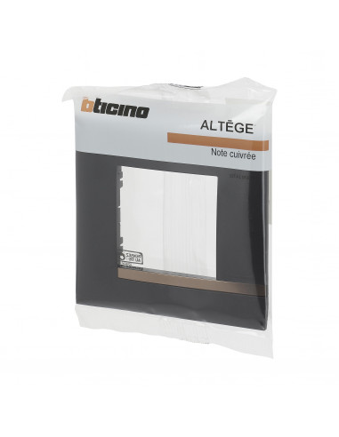 Plaque Altège Mezzo 1 poste Note cuivrée noir satiné avec liseré effet cuivre BTICINO BTAL9NC1