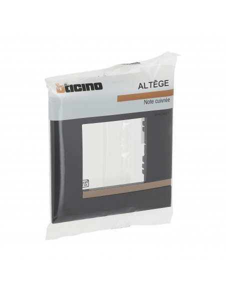 Plaque Altège Mezzo 1 poste Note cuivrée noir satiné avec liseré effet cuivre BTICINO BTAL9NC1