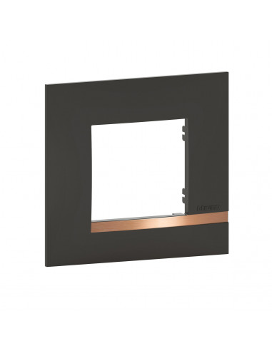 Plaque Altège Mezzo 1 poste Note cuivrée noir satiné avec liseré effet cuivre BTICINO BTAL9NC1