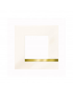 Plaque Altège Déco 1 poste Opale blanc brillant avec liseré imitation or BTICINO BTAL9OP1