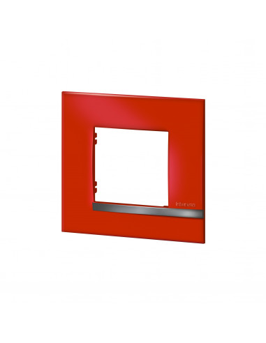 Plaque Altège Déco 1 poste Rubis rouge brillant avec liseré effet aluminium BTICINO BTAL9RU1