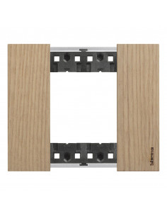 Plaque de finition Living Now Collection Les Sables matière bois 2 modules finition Chêne  BTICINO BTKA4802LM