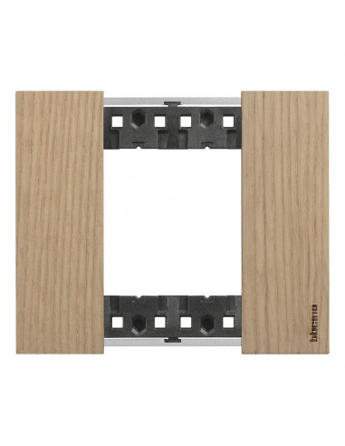 Plaque de finition Living Now Collection Les Sables matière bois 2 modules finition Chêne  BTICINO BTKA4802LM