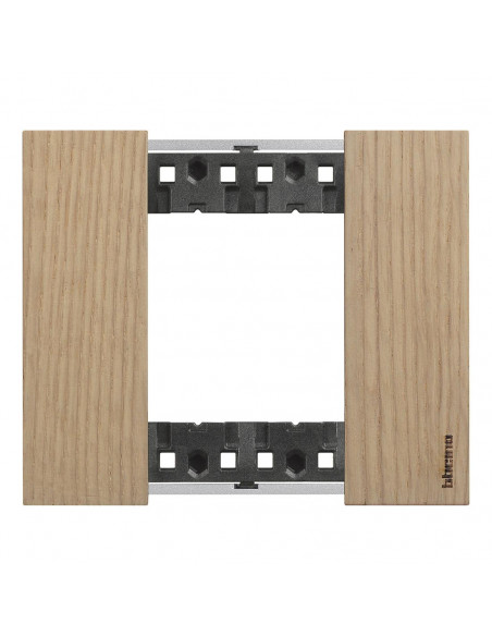 Plaque de finition Living Now Collection Les Sables matière bois 2 modules finition Chêne  BTICINO BTKA4802LM