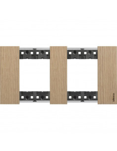 Plaque de finition Living Now Collection Les Sables matière bois 2x2 modules finition Chêne BTICINO BTKA4802M2LM 2