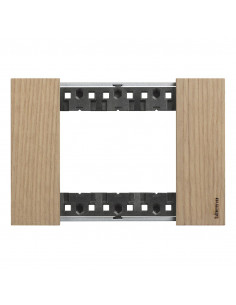 Plaque de finition Living Now Collection Les Sables matière bois 3 modules finition Chêne BTICINO BTKA4803LM 2