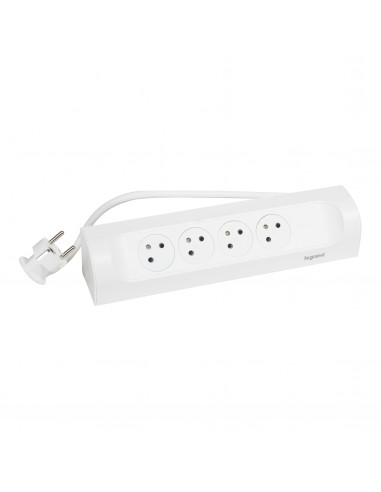 MULTIPRISE FB 4X2P+T CORNER ANGLE 1M 1.5MM2 BLANC LEGRAND 049404