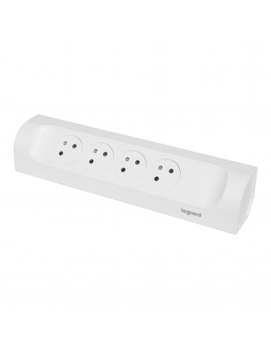 Multiprise d'angle équipée de 4 prises 2P+T Surface 16A 230V à câbler blanc LEGRAND 049408
