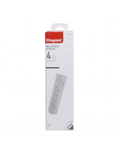 Multiprise d'angle équipée de 4 prises 2P+T Surface 16A 230V à câbler blanc LEGRAND 049408