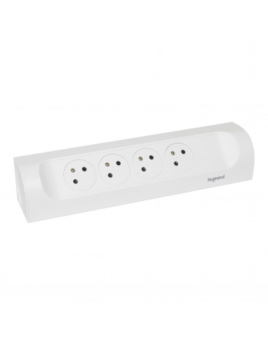 Multiprise d'angle équipée de 4 prises 2P+T Surface 16A 230V à câbler blanc LEGRAND 049408