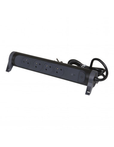 MULTIPRISE FB 4X2P+T PREMIUM PARAFOUDRE 1.5M 1MM2 NOIR LEGRAND 049423
