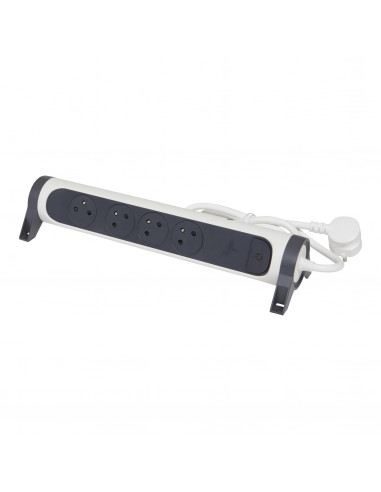 MULTIPRISE FB 4X2P+T PREMIUM MINIDISJONCTEUR INDIC CHARGE 1.5M 1.5MM2 BLANC/NOIR LEGRAND 049440