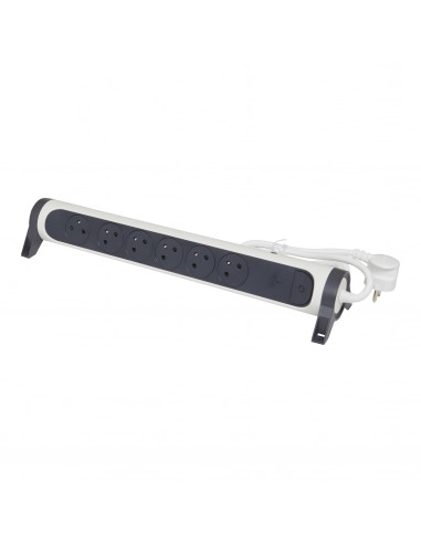 MULTIPRISE FB 6X2P+T PREMIUM MINIDISJONCTEUR INDIC CHARGE 1.5M 1.5MM2 BLANC/NOIR LEGRAND 049441