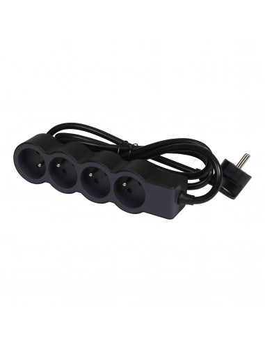 Rallonge multiprise extra-plate équipée de 4 prises 2P+T 16A 3680W avec cordon longueur 1,5m noir et gris foncé LEGRAND 049477