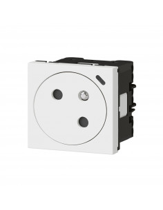 Prise 2P+T Surface à voyant Mosaic Link raccordement latéral 2 modules blanc LEGRAND 077125L 2