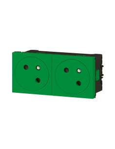 Double prise 2P+T Surface Mosaic Link raccordement latéral 4 modules vert LEGRAND 077162L 2