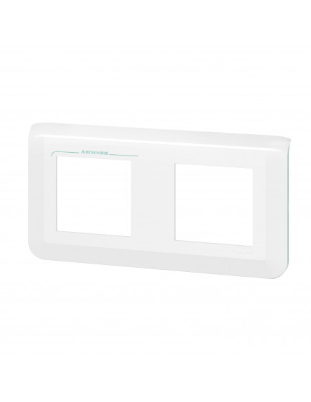 Plaque de finition horizontale Mosaic pour 2x2 modules blanc antimicrobien LEGRAND 078725L