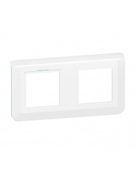Plaque de finition horizontale Mosaic pour 2x2 modules blanc antimicrobien LEGRAND 078725L