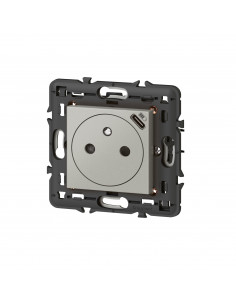 Prise 2P+T Surface avec chargeur USB Type-C Mosaic 2 modules avec support alu LEGRAND 079361L 2