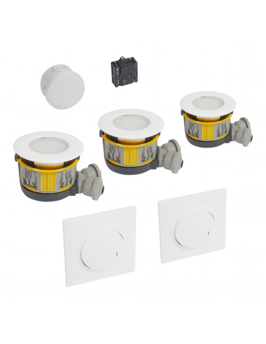 Kit 3 spots dimmable Modul'up complet + micromodule + 2 cdes dooxie sans fil LEGRAND 088555