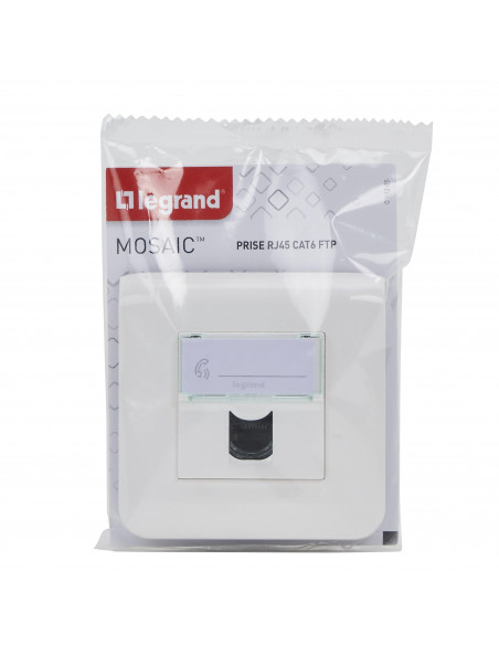 Prise RJ45 multimédia Mosaic catégorie 6 FTP avec plaque LEGRAND 099205