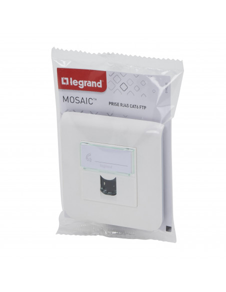 Prise RJ45 multimédia Mosaic catégorie 6 FTP avec plaque LEGRAND 099205