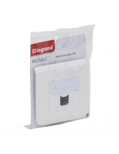 Prise RJ45 multimédia Mosaic catégorie 6 FTP avec plaque LEGRAND 099205