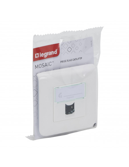 Prise RJ45 multimédia Mosaic catégorie 6 FTP avec plaque LEGRAND 099205