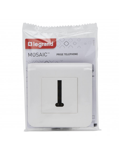 Prise téléphone en T Mosaic blanc avec plaque LEGRAND 099206