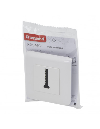 Prise téléphone en T Mosaic blanc avec plaque LEGRAND 099206