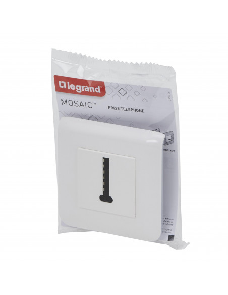 Prise téléphone en T Mosaic blanc avec plaque LEGRAND 099206