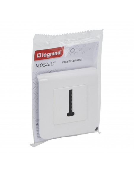Prise téléphone en T Mosaic blanc avec plaque LEGRAND 099206