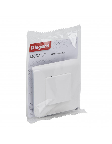 Sortie de câble Mosaic blanc complet avec plaque LEGRAND 099208