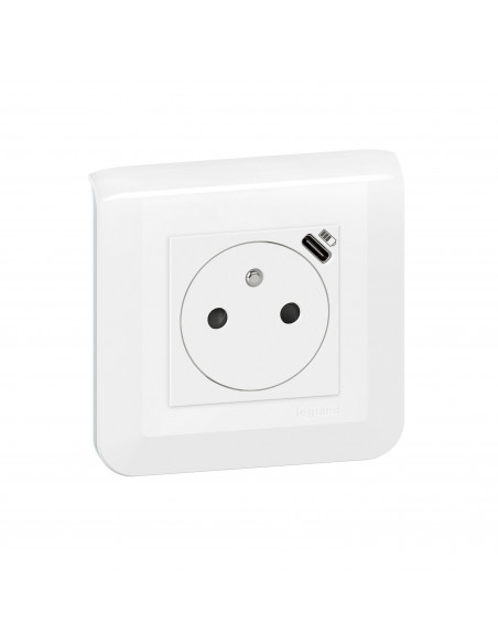Prise de courant Surface Mosaic avec chargeur Type-C 2 modules blanc LEGRAND 099209