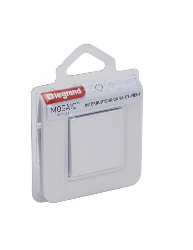 Interrupteur ou va-et-vient Mosaic 10A à griffes blanc complet avec plaque LEGRAND 099210