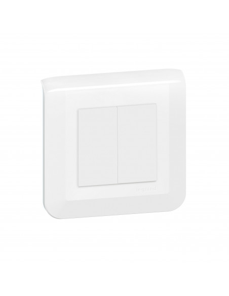 Double interrupteur ou va-et-vient Mosaic 10A à griffes blanc avec plaque LEGRAND 099211
