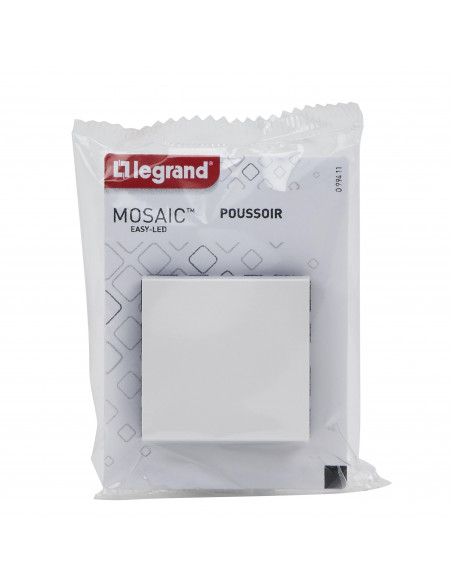 Poussoir Mosaic Easy-Led 6A 2 modules blanc LEGRAND 099411