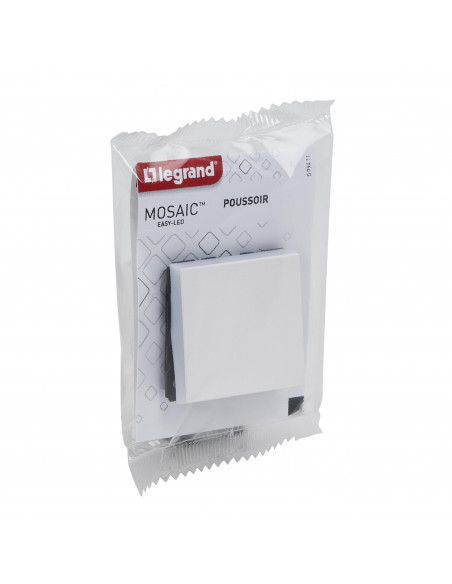 Poussoir Mosaic Easy-Led 6A 2 modules blanc LEGRAND 099411