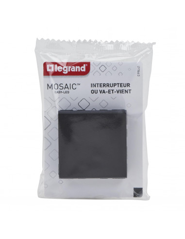 Interrupteur ou va-et-vient Mosaic Easy-Led 10A 2 modules noir mat LEGRAND 099441