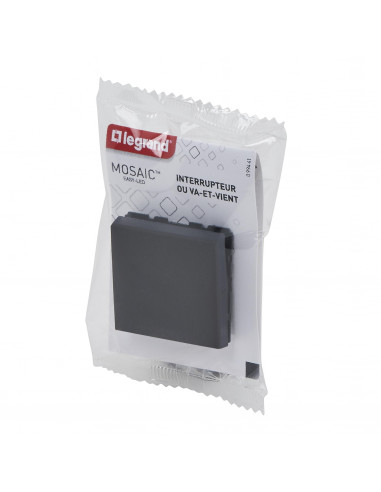 Interrupteur ou va-et-vient Mosaic Easy-Led 10A 2 modules noir mat LEGRAND 099441