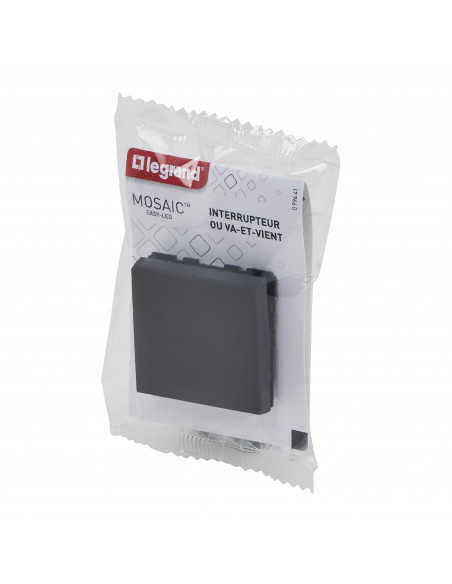 Interrupteur ou va-et-vient Mosaic Easy-Led 10A 2 modules noir mat LEGRAND 099441