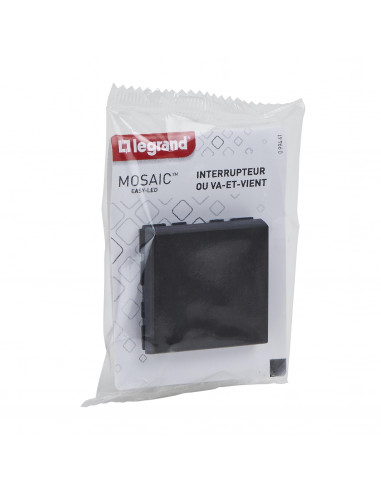 Interrupteur ou va-et-vient Mosaic Easy-Led 10A 2 modules noir mat LEGRAND 099441
