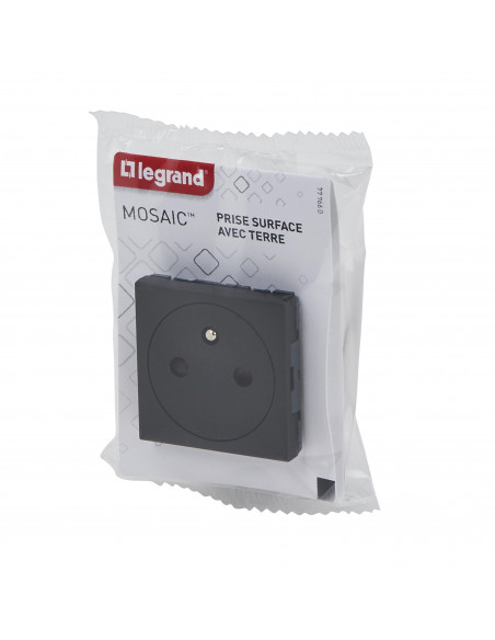 Prise de courant Surface Mosaic 2 modules noir mat LEGRAND 099444