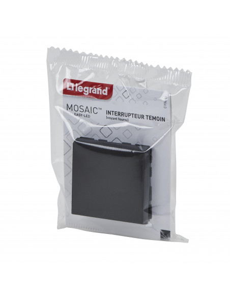 Interrupteur ou va-et-vient lumineux voyant Mosaic Easy-Led 10A 2 modules noir LEGRAND 099445