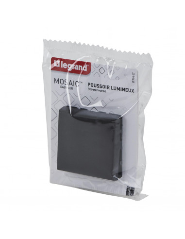 Poussoir lumineux avec voyant Mosaic Easy-Led 6A 2 modules noir mat LEGRAND 099447