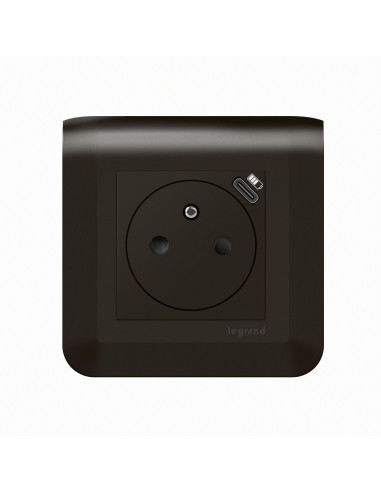 Prise de courant Surface Mosaic avec chargeur Type-C 2 modules noir mat LEGRAND 099449