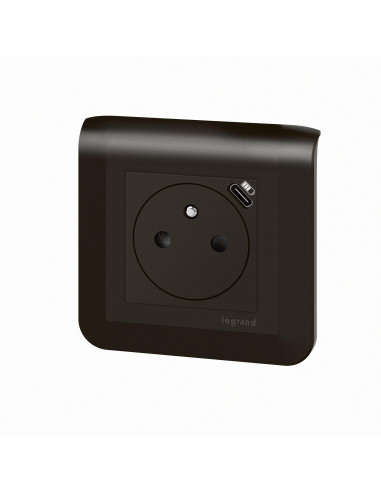 Prise de courant Surface Mosaic avec chargeur Type-C 2 modules noir mat LEGRAND 099449