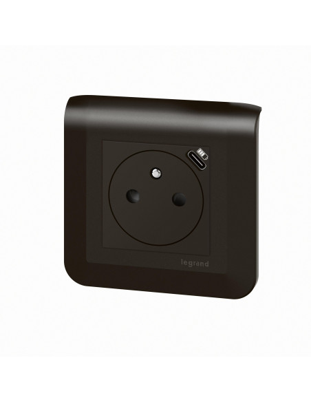 Prise de courant Surface Mosaic avec chargeur Type-C 2 modules noir mat LEGRAND 099449